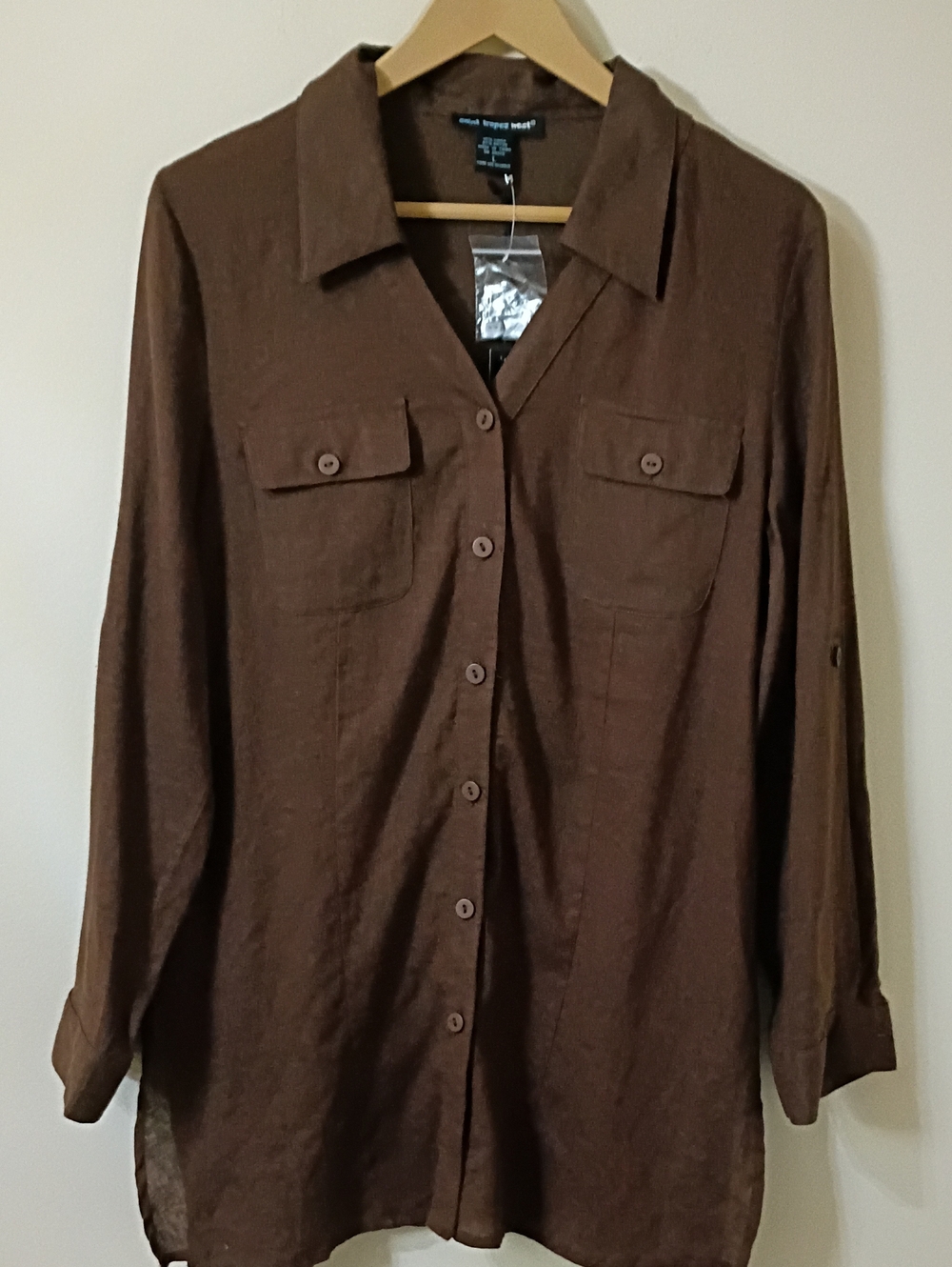 Saint Tropez West Brown Long-Sleeve Button-Down Shirt